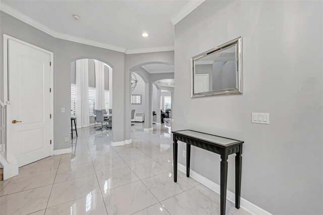 foyer entrance with crown molding