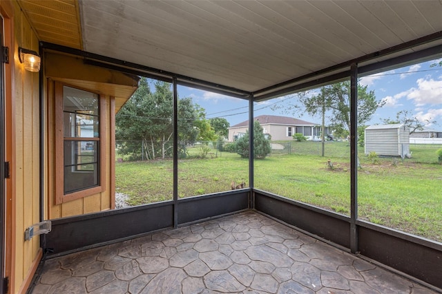 view of unfurnished sunroom