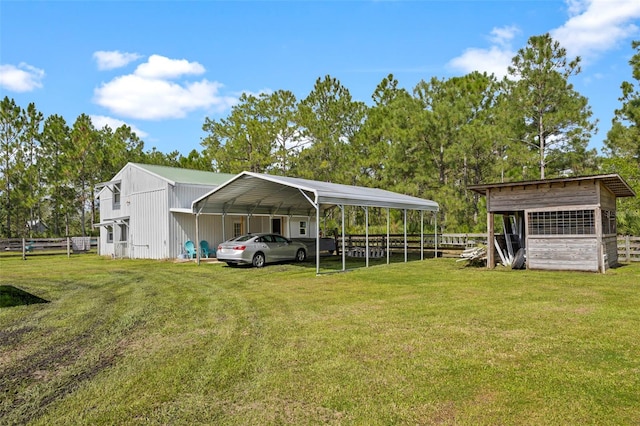 view of yard featuring a carport