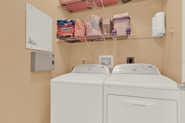 laundry room with independent washer and dryer