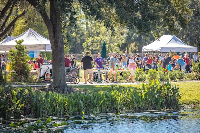 surrounding community with a water view