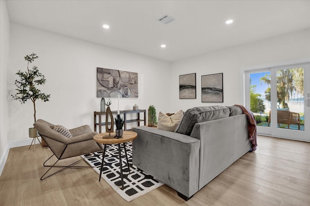 living room featuring light hardwood / wood-style flooring