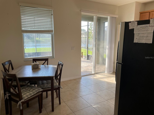 tiled dining space with a healthy amount of sunlight