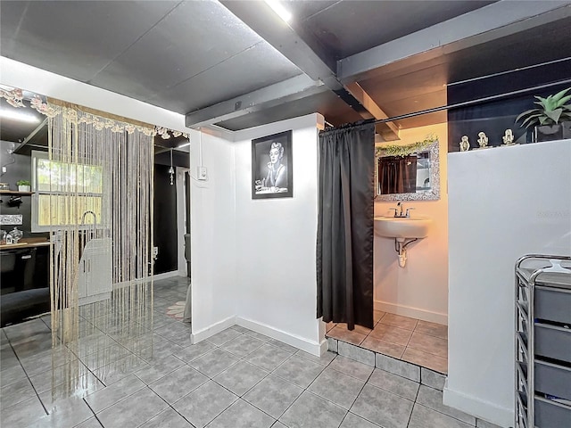 interior space featuring tile patterned flooring