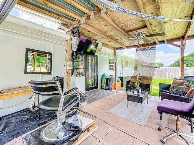 view of patio / terrace featuring ceiling fan