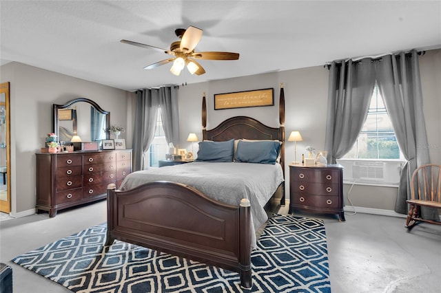 bedroom featuring ceiling fan