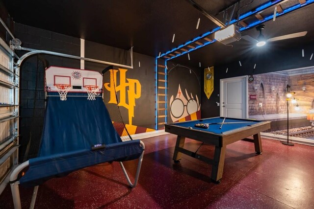 rec room with billiards