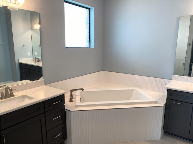 bathroom featuring a tub to relax in and vanity