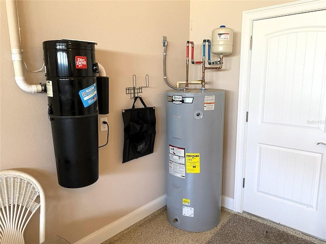 utility room featuring water heater