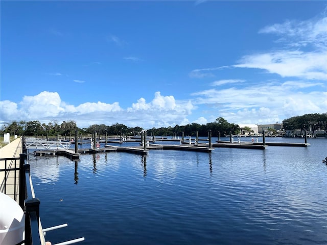 view of dock featuring a water view