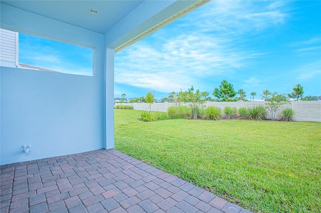 view of yard with a patio area