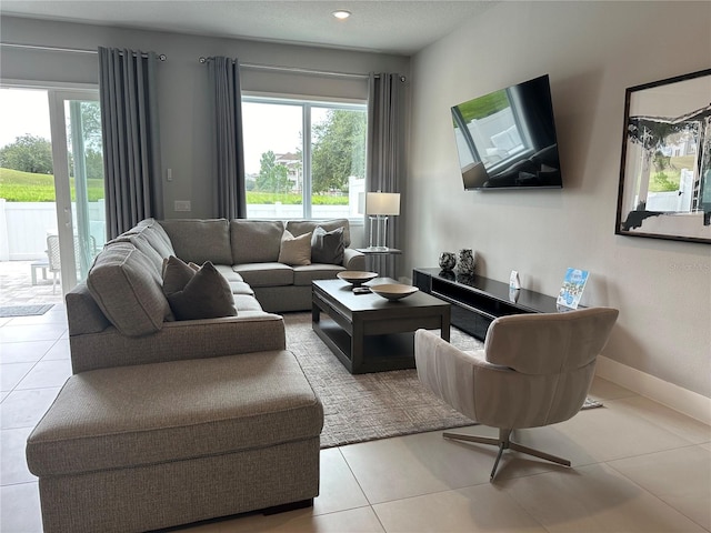 view of tiled living room