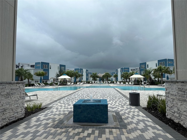 view of pool featuring a patio