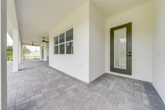 view of patio / terrace with ceiling fan