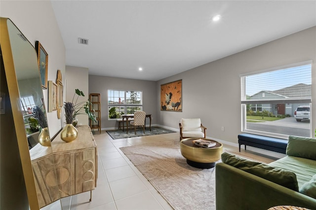 view of tiled living room