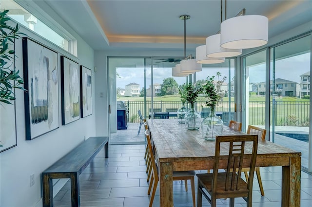 dining area with a ceiling fan