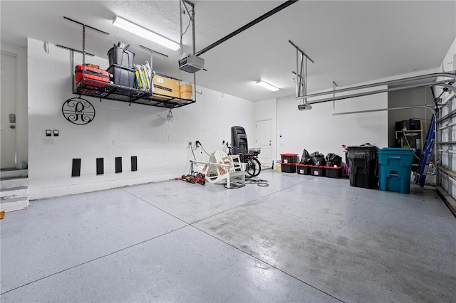 garage with a garage door opener