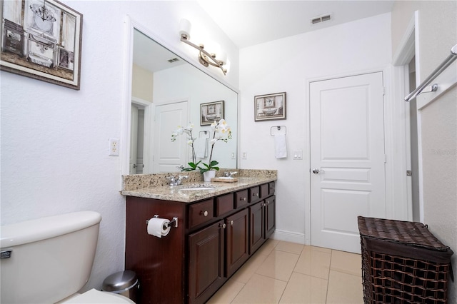 bathroom featuring vanity, toilet, and tile patterned floors