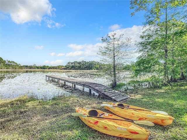 dock area featuring a water view