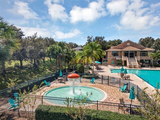 view of pool featuring a patio area