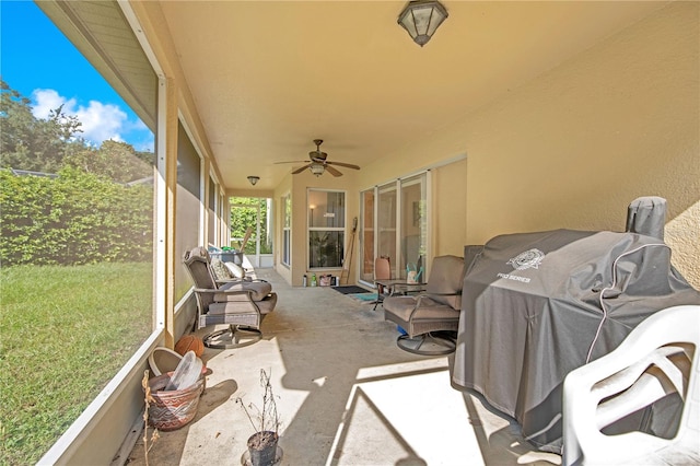 view of patio / terrace featuring ceiling fan