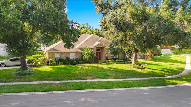 view of front of property with a front lawn