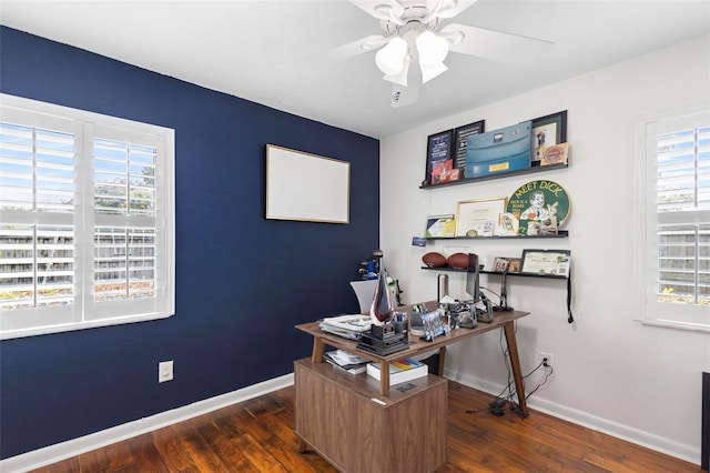 115 Marcy Blvd, Longwood, FL 32750 - office featuring baseboards, wood finished floors, and a ceiling fan