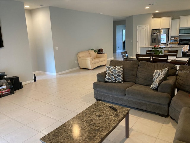 view of tiled living room