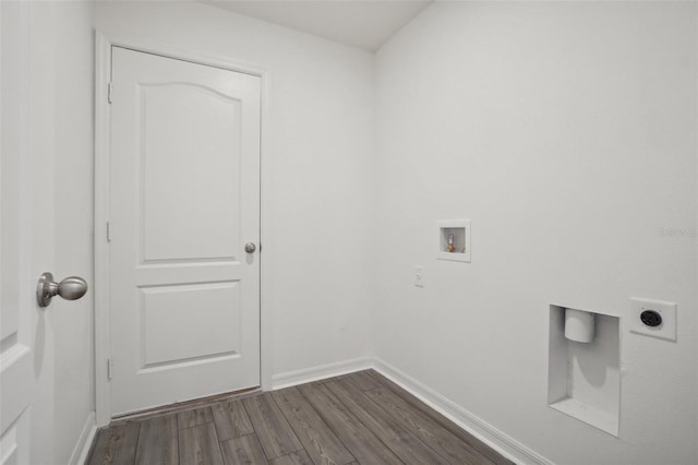 laundry room with washer hookup, hookup for an electric dryer, and dark hardwood / wood-style flooring