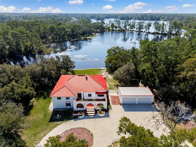 bird's eye view featuring a water view