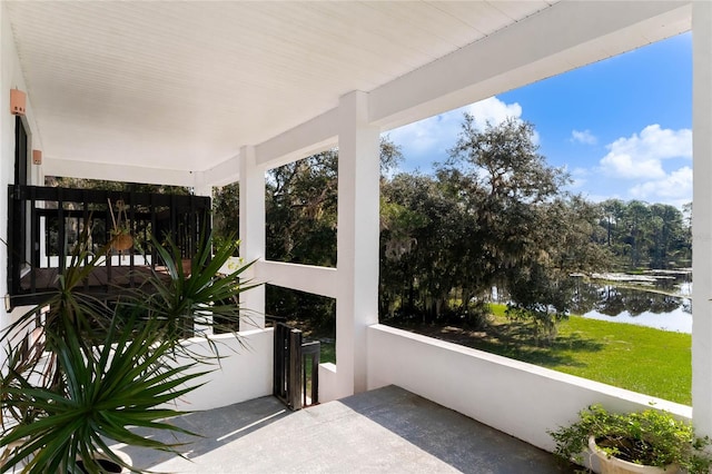 balcony with a water view