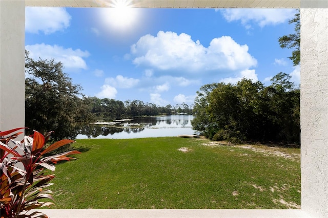 view of yard featuring a water view