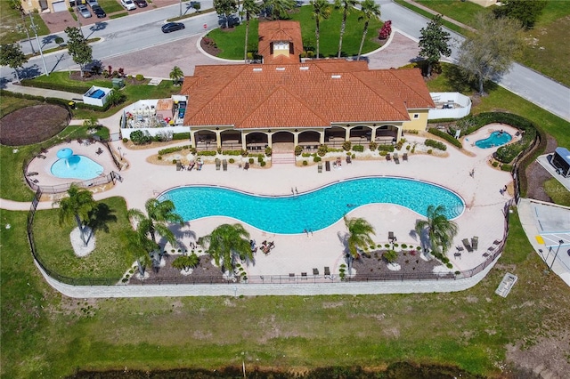 view of swimming pool featuring a patio area