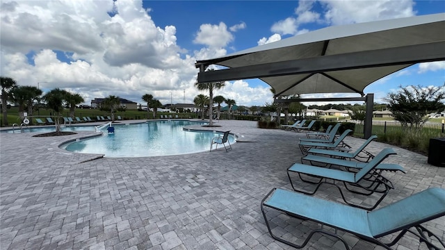 view of pool featuring a patio area