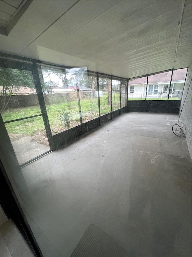 view of unfurnished sunroom