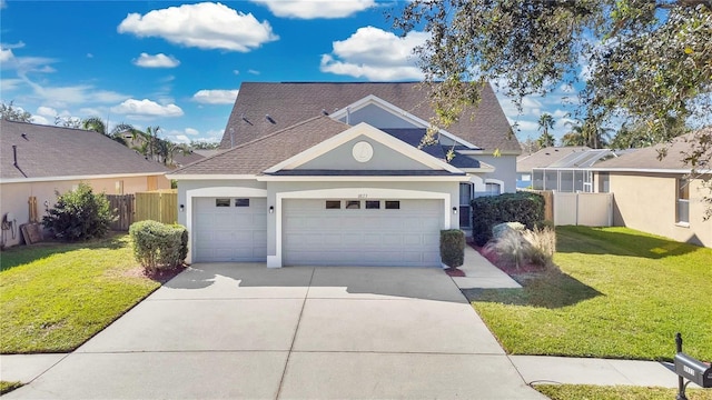 view of front of home featuring a garage and a front yard