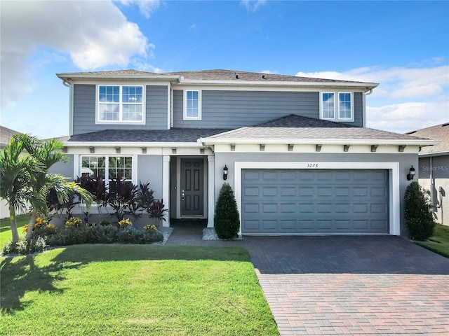 view of front of property with a front lawn