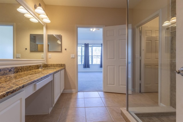 bathroom featuring vanity and tile patterned floors