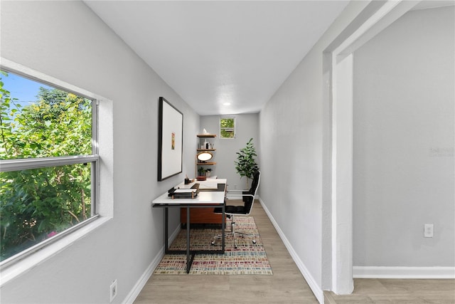 office featuring light hardwood / wood-style flooring