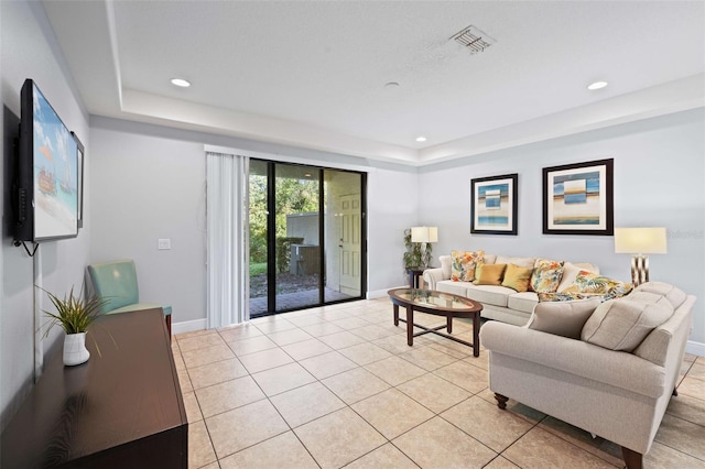 view of tiled living room