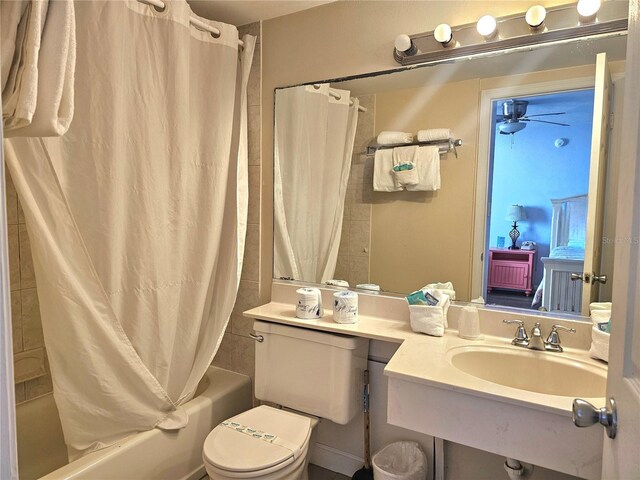 1233 S Atlantic Ave Unit 5270, Daytona Beach, FL 32118 - full bathroom with toilet, ceiling fan, a sink, and shower / tub combo