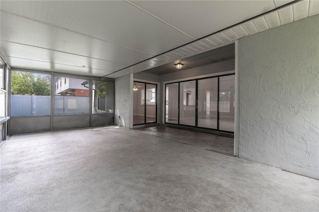 view of unfurnished sunroom