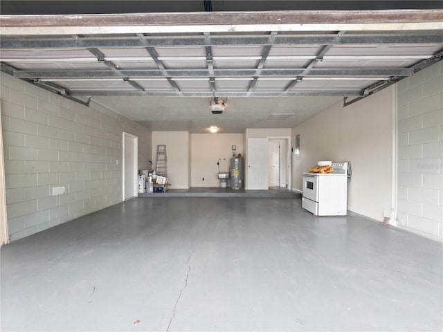 5400 Fox Briar Trl, Orlando, FL 32808 - garage featuring water heater, concrete block wall, and a garage door opener