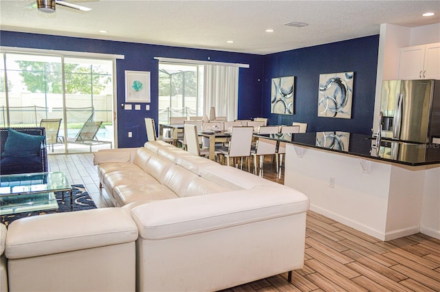 living room with light wood-type flooring