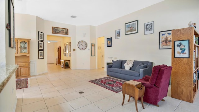 view of tiled living room