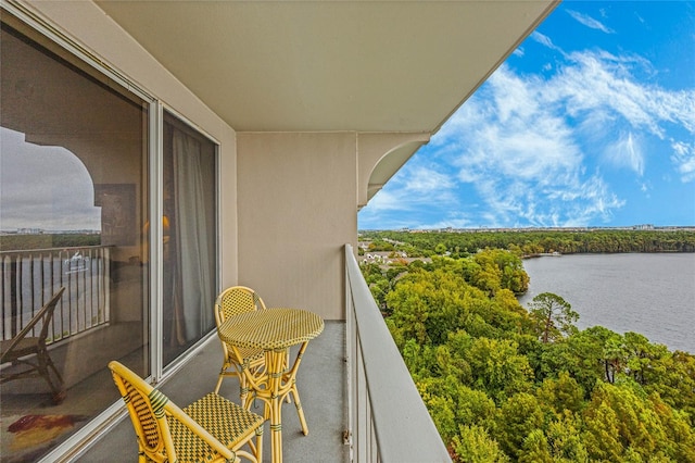 balcony with a water view