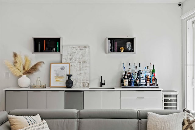 bar with plenty of natural light and sink