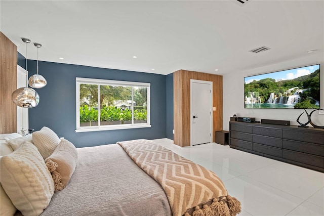 bedroom featuring tile patterned flooring