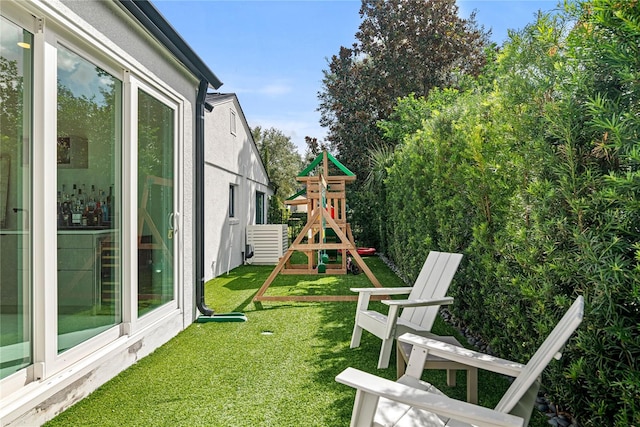 view of yard featuring a playground