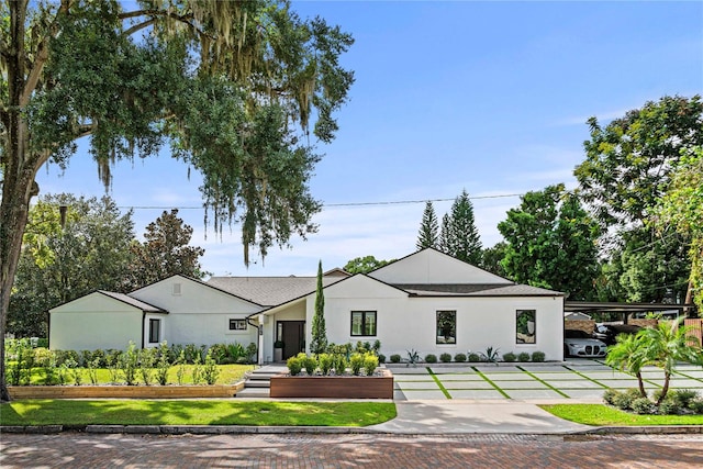 modern farmhouse with a carport